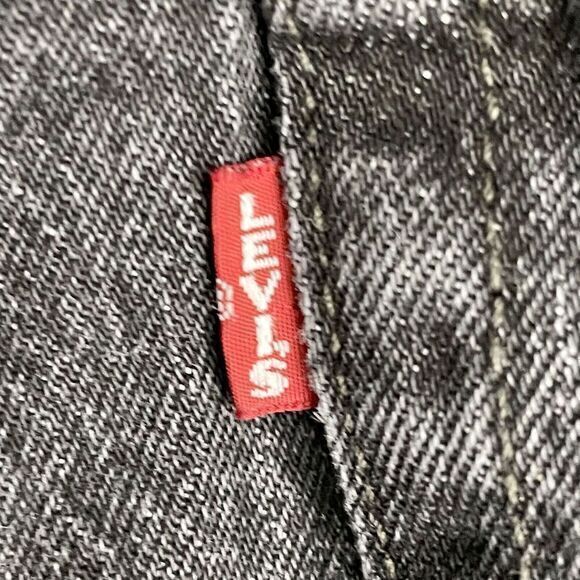 Levi's Denim Shorts Womens 30 Black Premium Ribcage High Rise Button Fly Cut Off - Picture 4 of 8